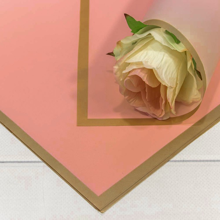 1640/169	Плёнка в листах 58*58 (20 шт.) матовая с золотым краем 50мкм Розовый 1/60