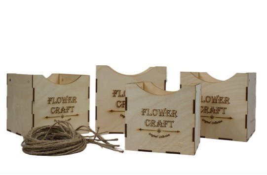 0000164 Набор кубик 4 в 1 "Flower Craft" (14*14; 13*13; 12*12; 11*11) Сосна