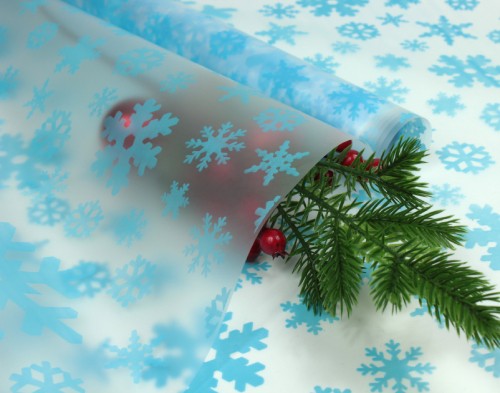 00050340/2 Пленка матовая Голубая "Снежинки" 60см*1000г 1/10