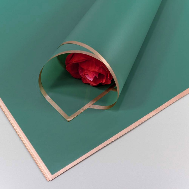 1640/4164 Плёнка в листах 58*58 (20 шт.) матовая с золотым краем 50мкм Синевато-зелёный 1/60