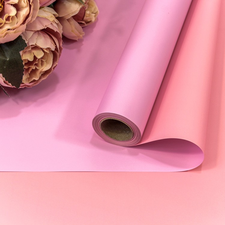 1604/0331 Плёнка 0,58*10м матовая двухсторонняя 65мкм Светло-розовый/Розовый 1/30
