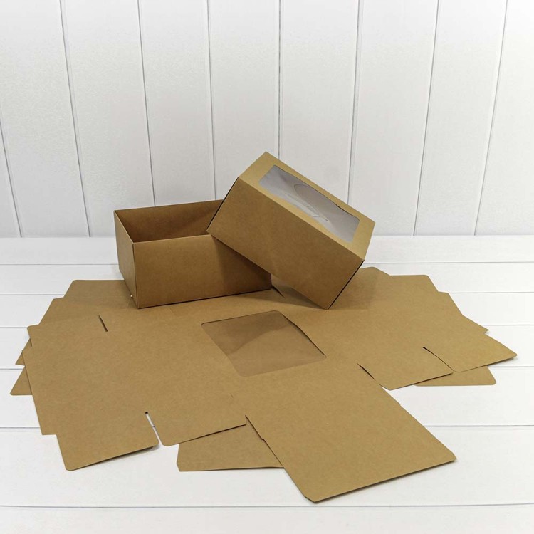 0007227 Коробка Прямоугольная 25*20*12 сборная с окошком Крафт 1/20 1/120