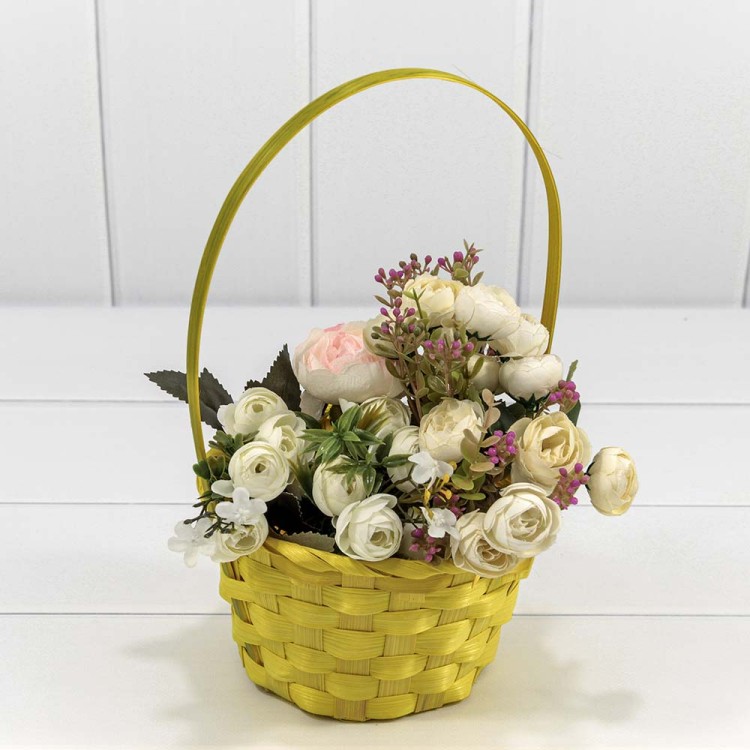 420-200/6 Корзина плетёная Круглая 16*10/30 с ручкой "Береста" Жёлтый 1/240