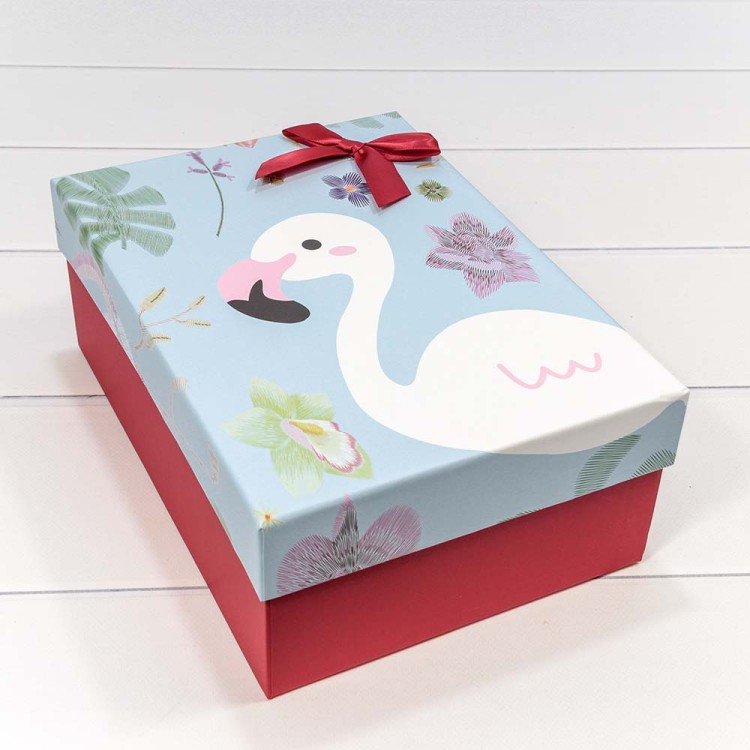 720704/3 Коробки Прямоугольные Набор 1/4 29*21*11,5 "Фламинго на голубом фоне" 1/30 