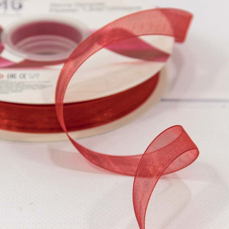 559-15/1026 Лента Органза 1,5см*100ярд Красный 1/13 1/52