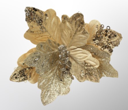 210-02-3878 искуственные цветы Ветка "Цветок" Позолоченный D20см 1/2