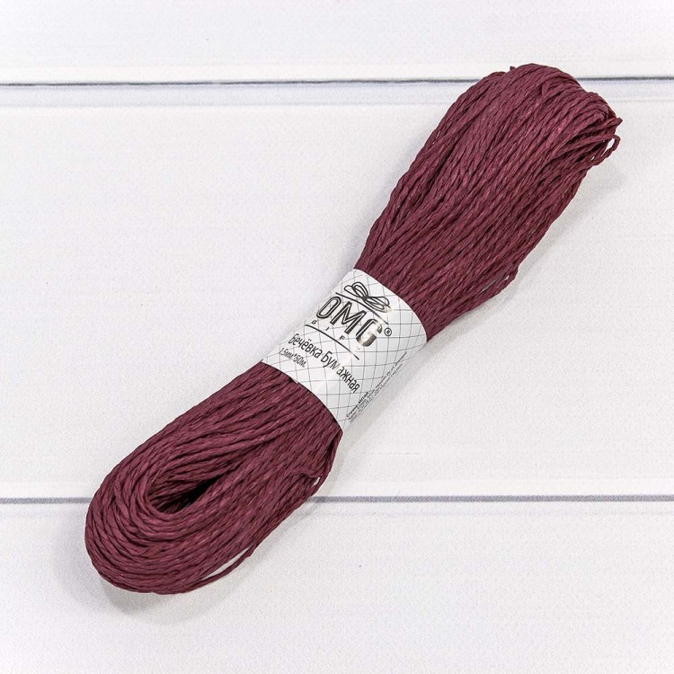 28874/14 Бечевка бумажная 1,5мм*50м Бордово-фиолетовый 1/6 1/360