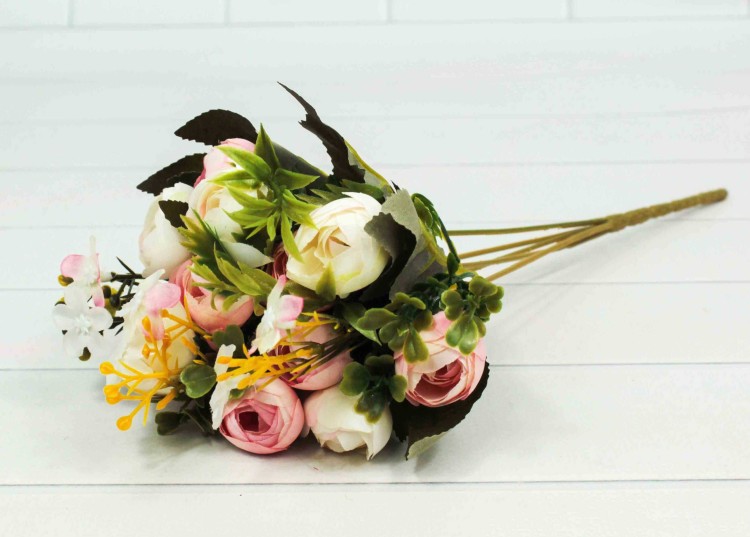 5002/555 Искусственные цветы Пионы Белый/Розовый (микс) 30см 1/1 