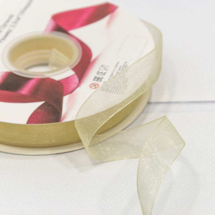 559-15/1002 Лента Органза 1,5см*100ярд Шампань 1/13 1/52