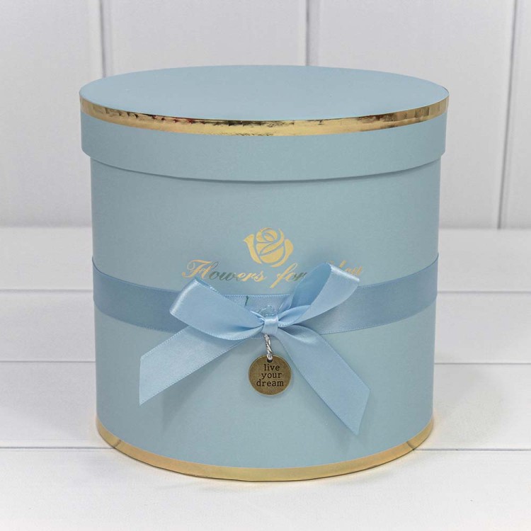 720112/177 Коробки Цилиндр Набор 1/3 18*17 "Flowers for you" Голубой 1/12