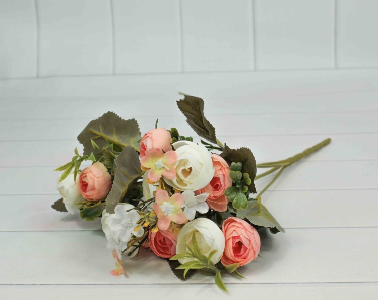 5002/111 Искусственные цветы Пионы Персиковый/Белый (микс) 30см 1/1 