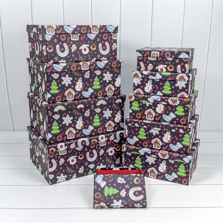 730604/2626 Коробки Прямоугольные Набор 1/10 34*26*15,3 "Новый год"- 1/6