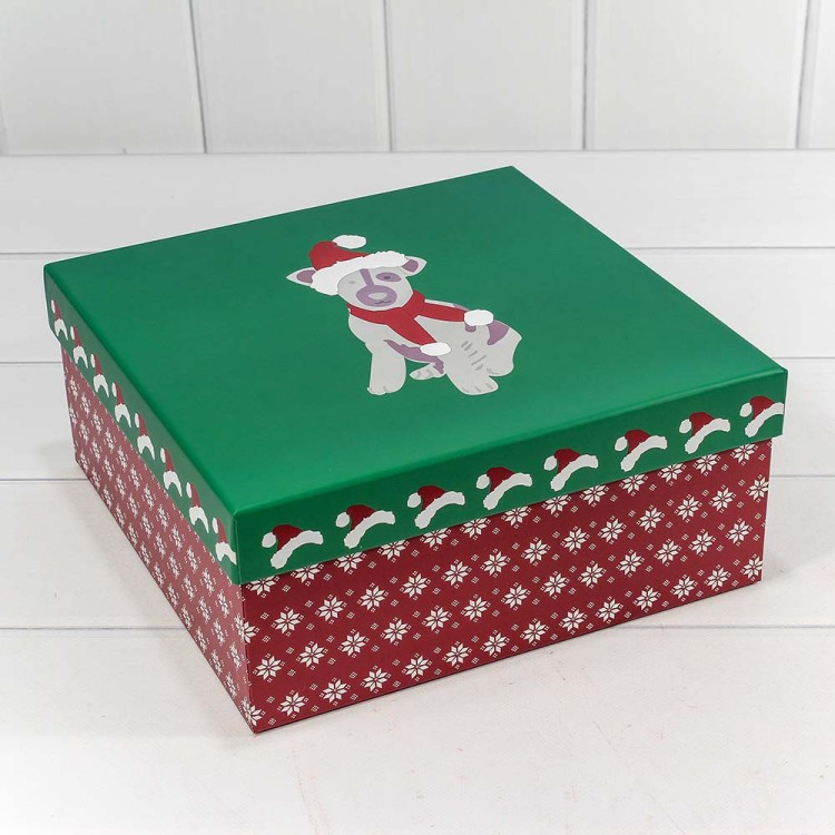 720300-284 Набор коробок 1/4 квадратные "Новогодние" Красный/Зелёный 26,5*26,5*12 1/20