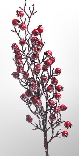 210-01-3836 Искусственные цветы Ветка брусники во льду 62 см