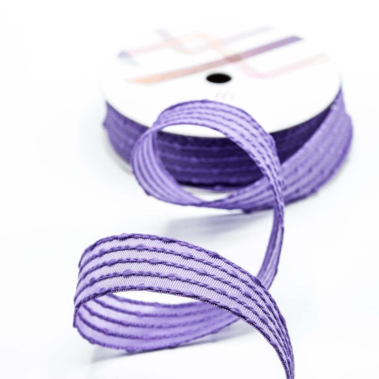 530-25/5 Лента декоративная в полоску (полиэстер) 2,5 см*18 ярд Фиолетовый 1/8 1/192