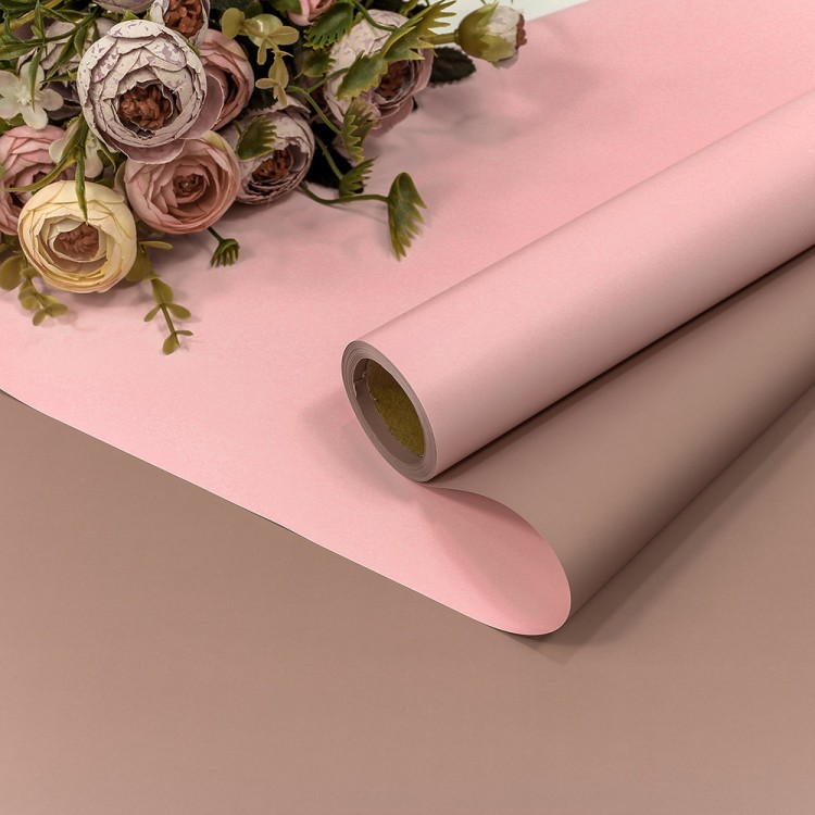 1604/5015 Плёнка 0,58*10м матовая двухсторонняя 65мкм Розовый/Розовато-серый 1/30