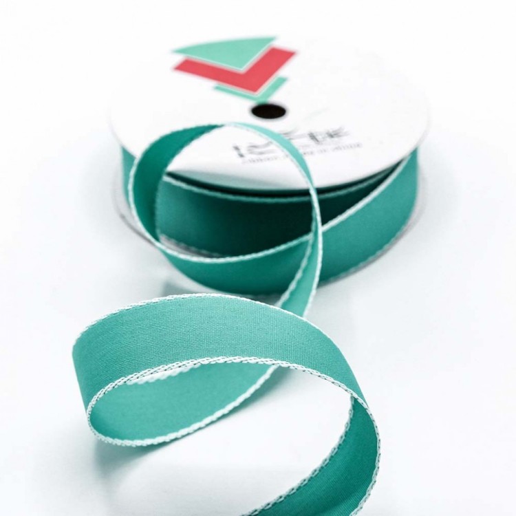 534-28/5 Лента декоративная с каймой (полиэстер) 2,8 см*25 ярдов темно-бирюзовый 1/8 1/192