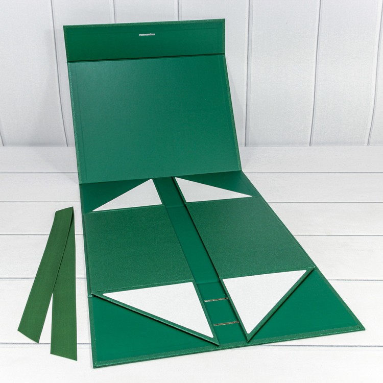 730228/0122 Коробка Прямоугольная 33,5*26*15,5 складная на магнитах "Люкс" Зелёный 1/32