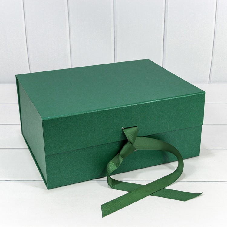 730228/0122 Коробка Прямоугольная 33,5*26*15,5 складная на магнитах "Люкс" Зелёный 1/32