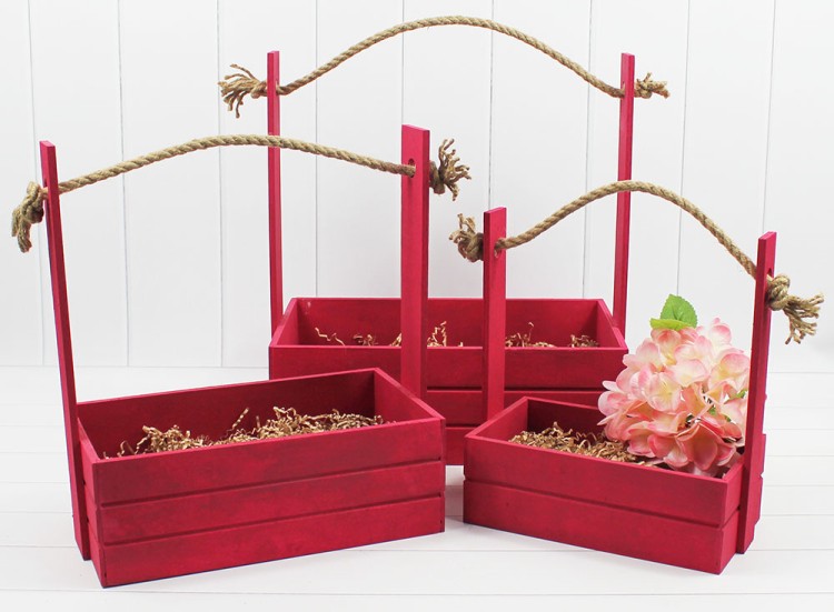 1117736/12 Ящик для декора набор 1/3 с Канатом 30*18*35(10,5) Бордовый