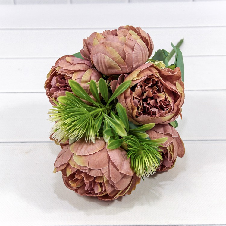 303-06-047/03 Искусственные цветы Пион (6 Цветов) 47 см Пыльно-розовый микс 1/1