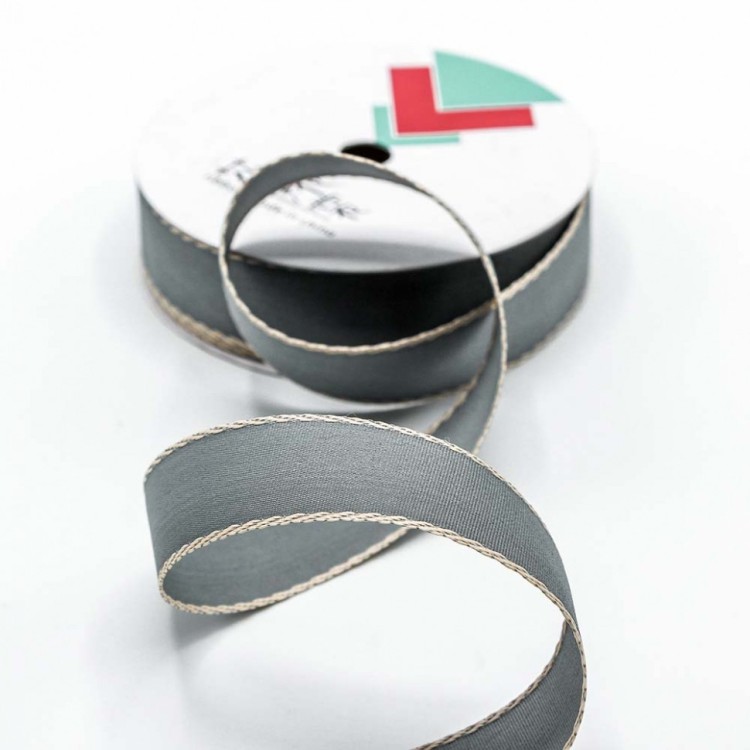 534-28/12 Лента декоративная с каймой (полиэстер) 2,8 см*25 ярдов серый 1/8 1/192