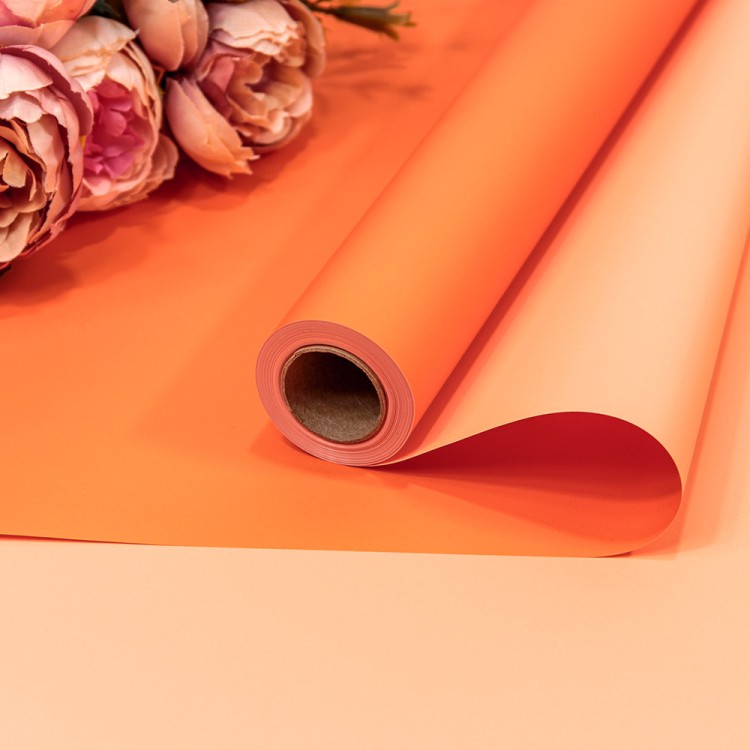 1604/1555 Пленка  0,58*10м матовая  двухсторонняя 65мкм Оранжевый/Персиковый 1/30