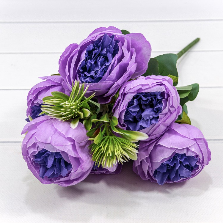 303-06-047/06 Искусственные цветы Пион (6 Цветов) 47 см Сиреневый 1/1
