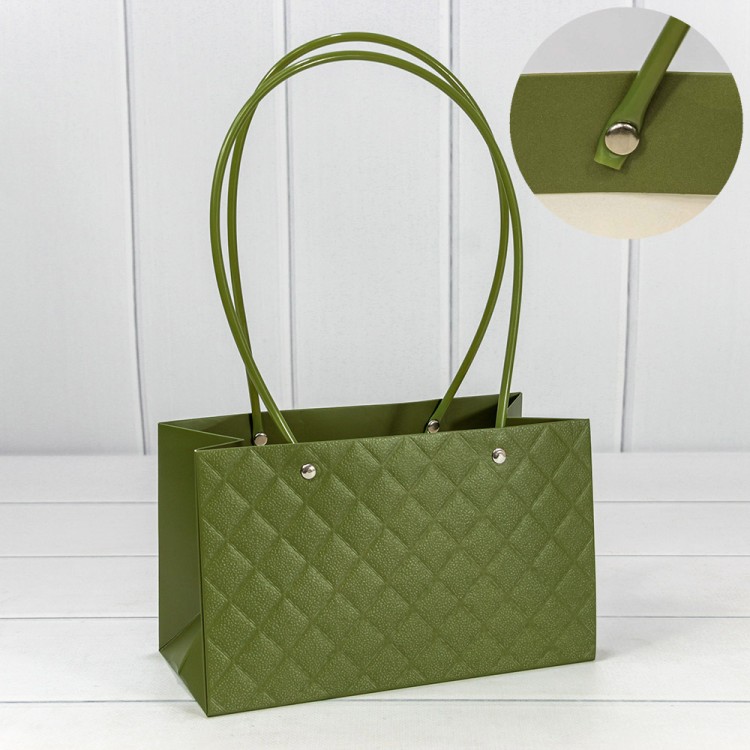 000174EA/27 Пакет подарочный "Ваза для цветов" 22*13,5*10,5 "Ромбы" Оливково-зелёный 1/10 1/120 000174EA/27 Пакет подарочный "Ваза для цветов" 22*13,5*10,5 "Ромбы" Оливково-зелёный 1/10 1/120