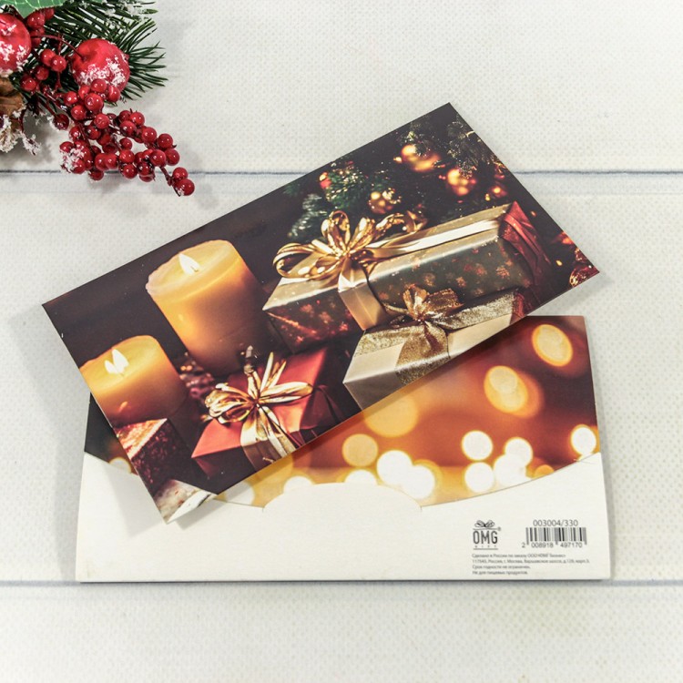 003004/330 Конверт подарочный 16,5*9см "С новым годом!"- 330 1/10 1/250