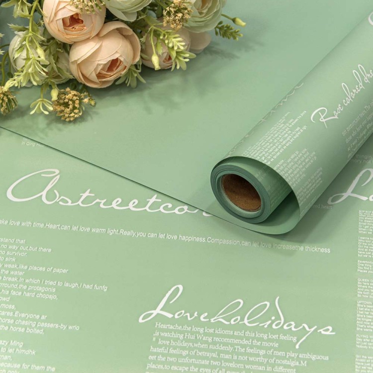 1619/2262 Плёнка 0,58*10м матовая с надписями 65мкм Светло-зелёный 1/30 1619/2262 Плёнка 0,58*10м матовая с надписями 65мкм Светло-зелёный 1/30