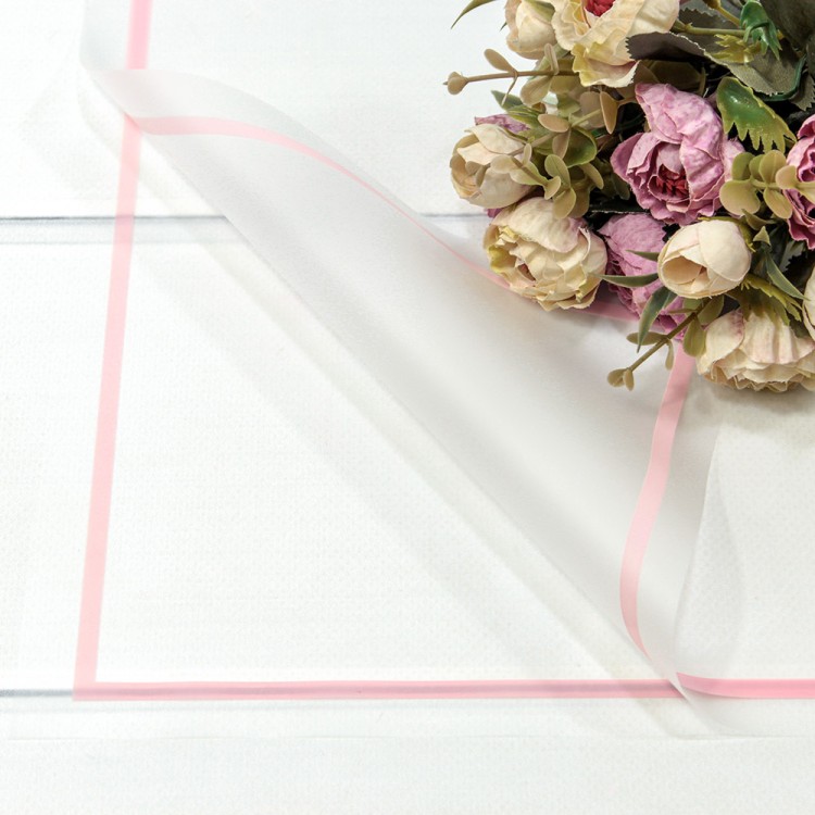 1632/1 Плёнка в листах 57*57 (20 шт.) матовая с цветной рамкой 50мкм Розовый 1/60