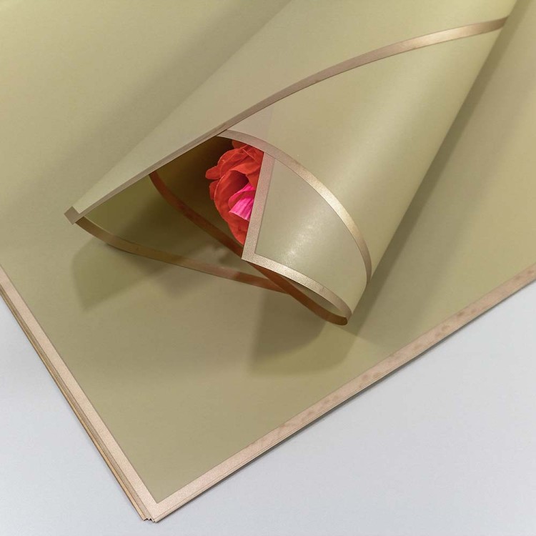 1640/4241 Плёнка в листах 58*58 (20 шт.) матовая с золотым краем 50мкм Бежево-серый 1/60 