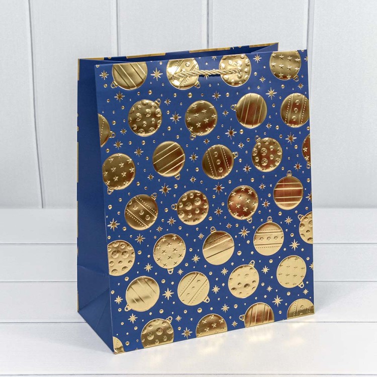 300298C Пакет подарочный с тиснением "Золотые шары" (микс) 26*32*13 210г 1/20 1/240