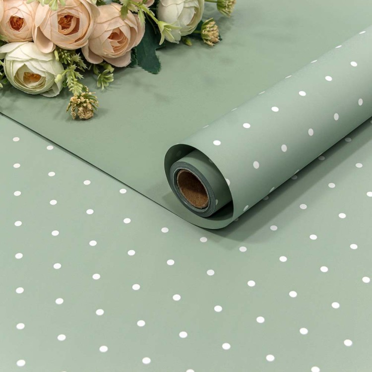 1691/5645 Плёнка 0,58*10м матовая "Мелкий горошек" 65мкм Бледно-зелёный 1/30	