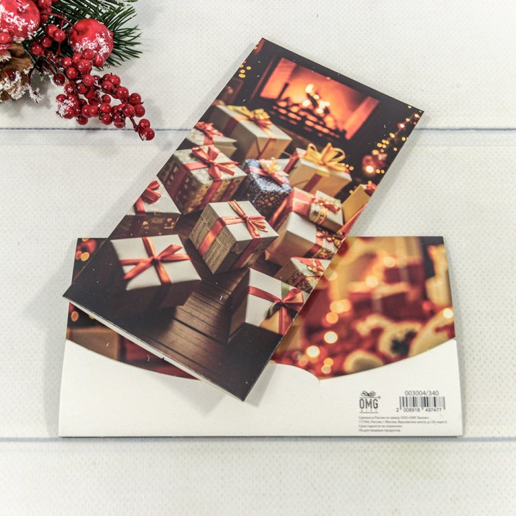 003004/340 Конверт подарочный 16,5*9см "С новым годом!"- 340 1/10 1/250	
