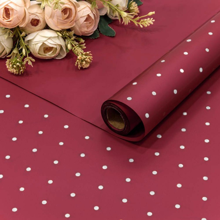 1691/208	Плёнка 0,58*10м матовая "Мелкий горошек" 65мкм Винно-красный 1/30
