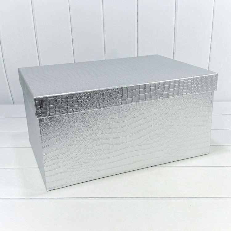 7210808/0089 Коробки Прямоугольные Набор 1/10 50*35*25 "Кожа крокодила" матовый Серебряный 1/1