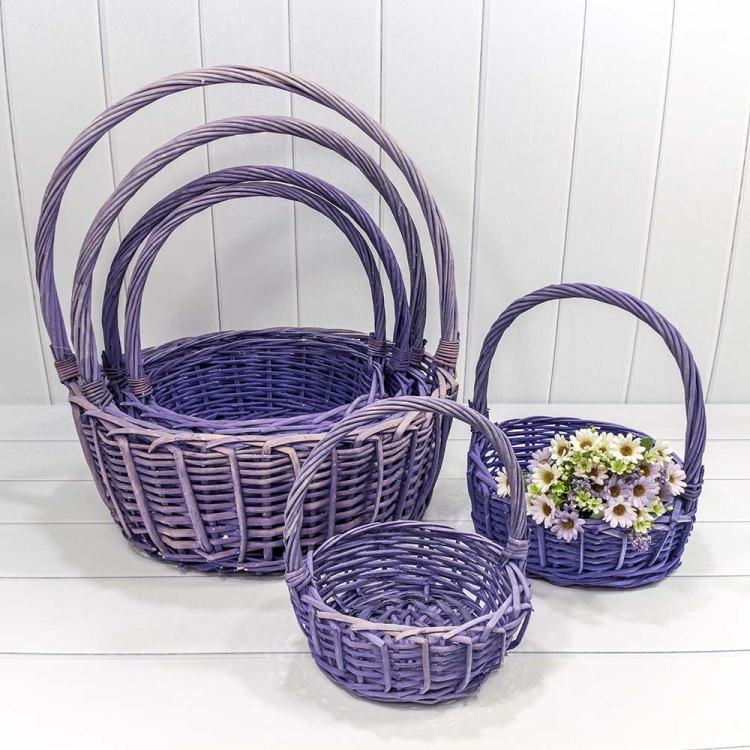 420500/7 Корзины плетёные Круглые Набор 1/6 49*19/52 (±5%) с ручкой Сиреневый 1/8