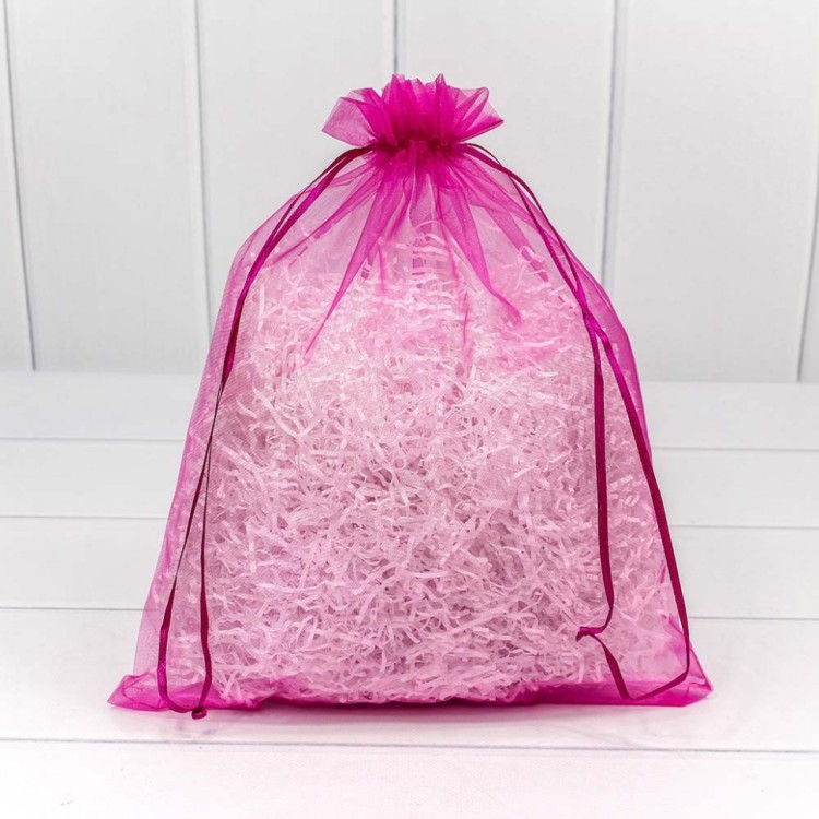 000801-8C Мешочки из органзы 26*32 см однотонные малиновый 1/100 1/2000