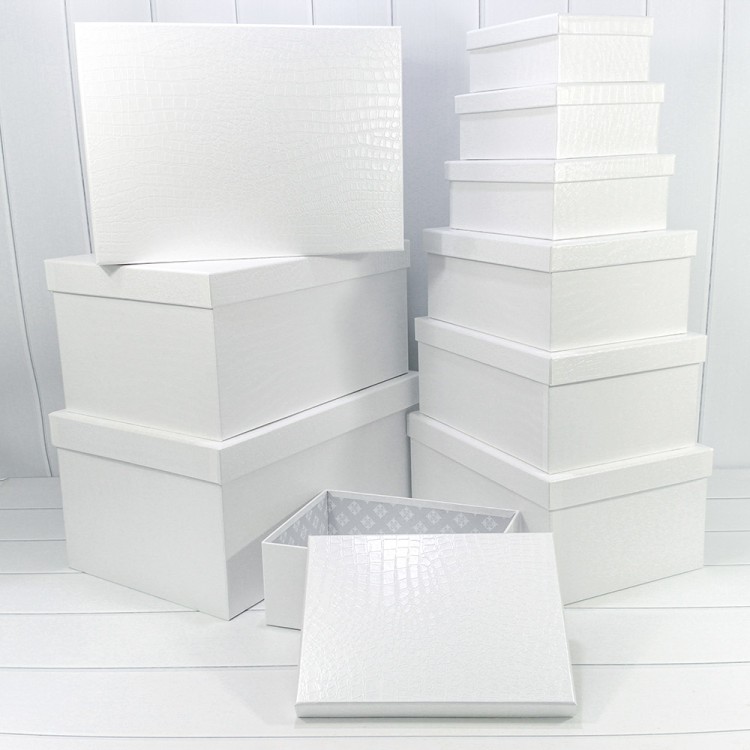 7210808/0090 Коробки Прямоугольные Набор 1/10 50*35*25 "Кожа крокодила" матовый Белый 1/1