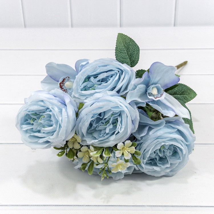 303-06-048/06 Искусственные цветы Роза пионовидная (6 Цветов) 48см Голубой 1/1