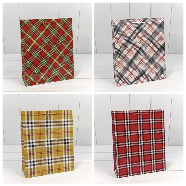 00038C Пакет подарочный "Клетки и полоски" (микс) 26*32*10 128г 1/20 1/360