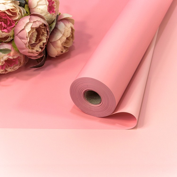 1804/0331 Плёнка 58см 800г матовая двухсторонняя 65мкм Розовый/Бледно-розовый 1/12