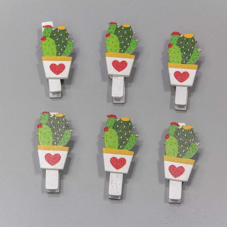 000260012 Декоративная прищепка 4,5 см Кактус (20 штук) 1/20 1/500