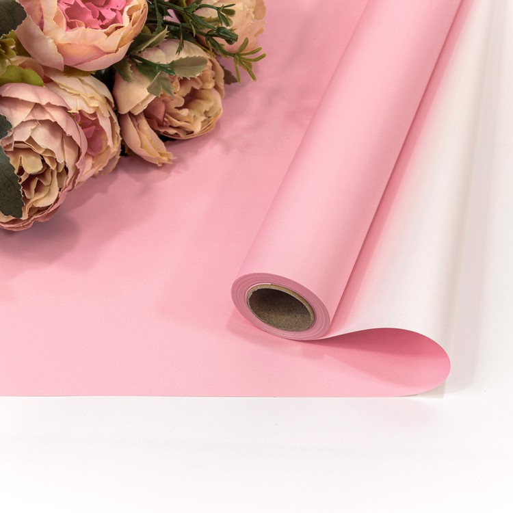 1604/182 Плёнка 0,58*10м матовая двухсторонняя 65мкм Розовый/Серебристый 1/30