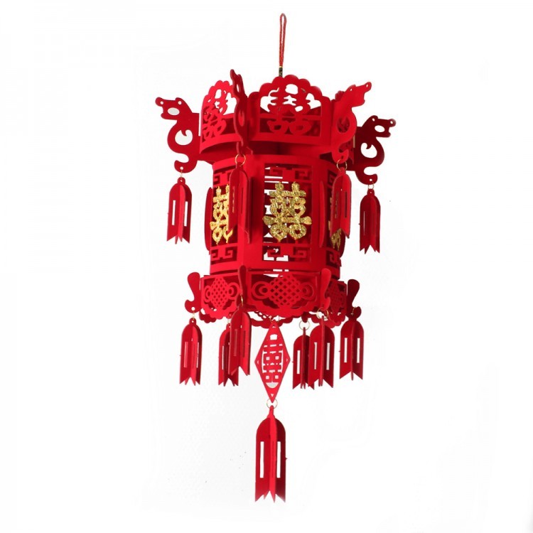 104100-21 Китайский фонарик и иероглифом "Двойное счастье" 53x27 см