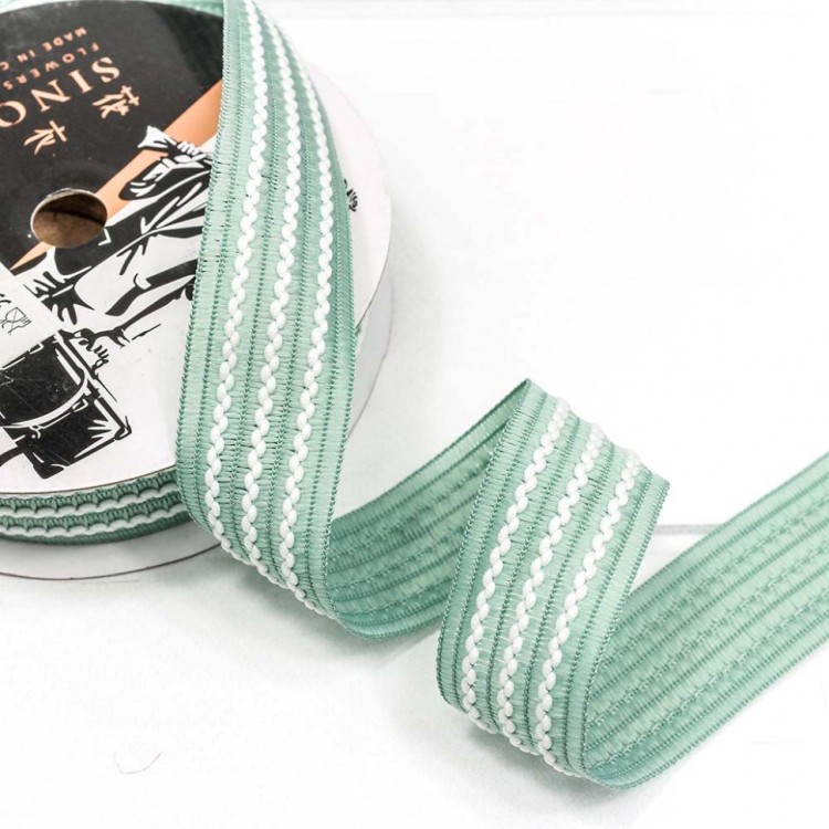 545-25/85 Лента декоративная с бахромой (полиэстер) 2,5 см*18 ярд мятный 1/8 1/192