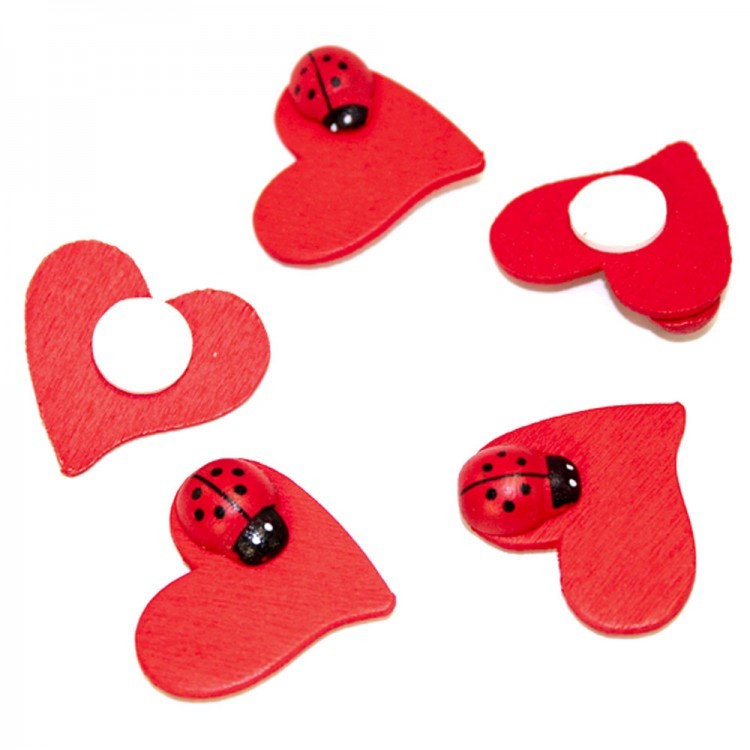 00026009  Божья коровка на сердце самоклеющееся 3 см (12 шт) 1/20 1/500