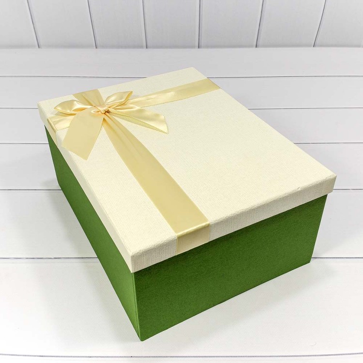 721604/0047 Коробки Прямоугольные Набор 1/10 34*26*15,3 "Бант" Зелёный/Бежевый 1/4